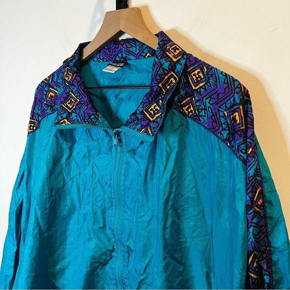 Women’s | Vintage Teal and Purple 80s Nylon Windbreaker Jacket | XXXL - Picture 2 of 8